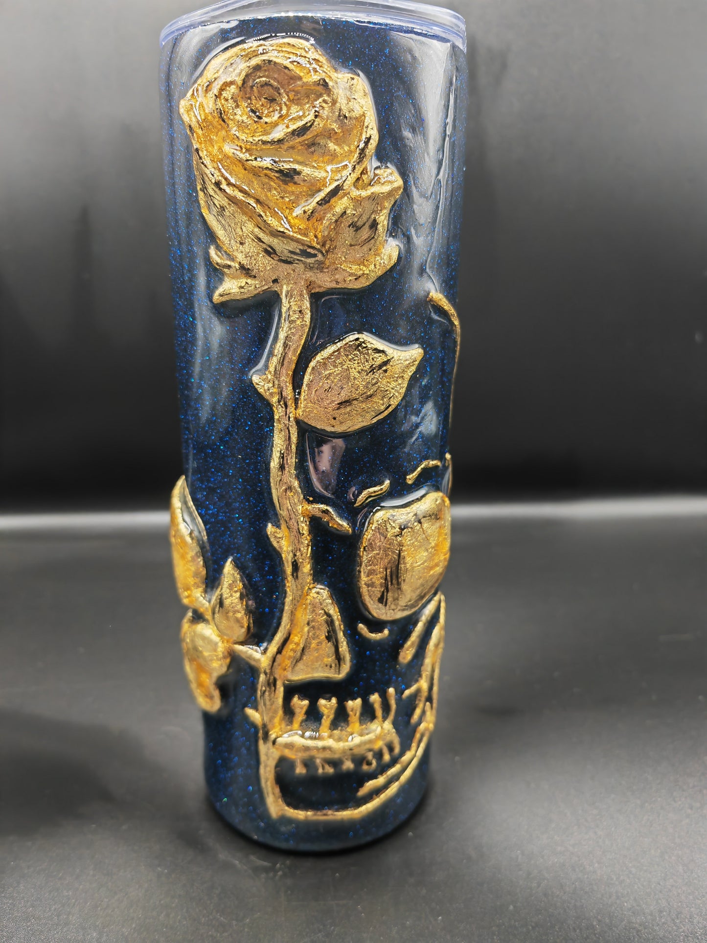 20oz 3d rose & skull