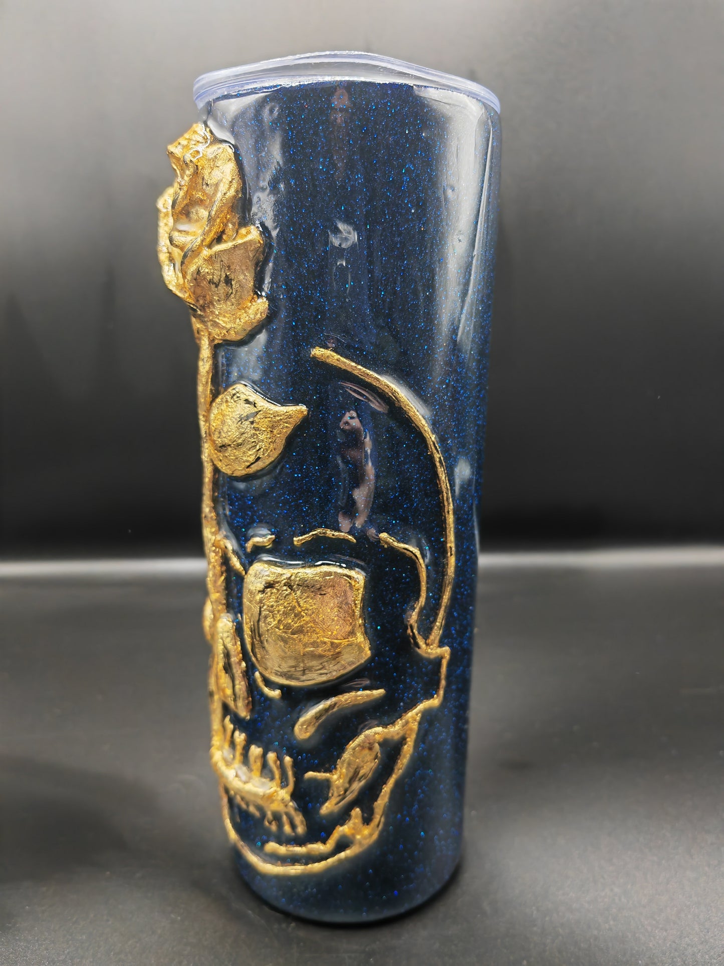 20oz 3d rose & skull