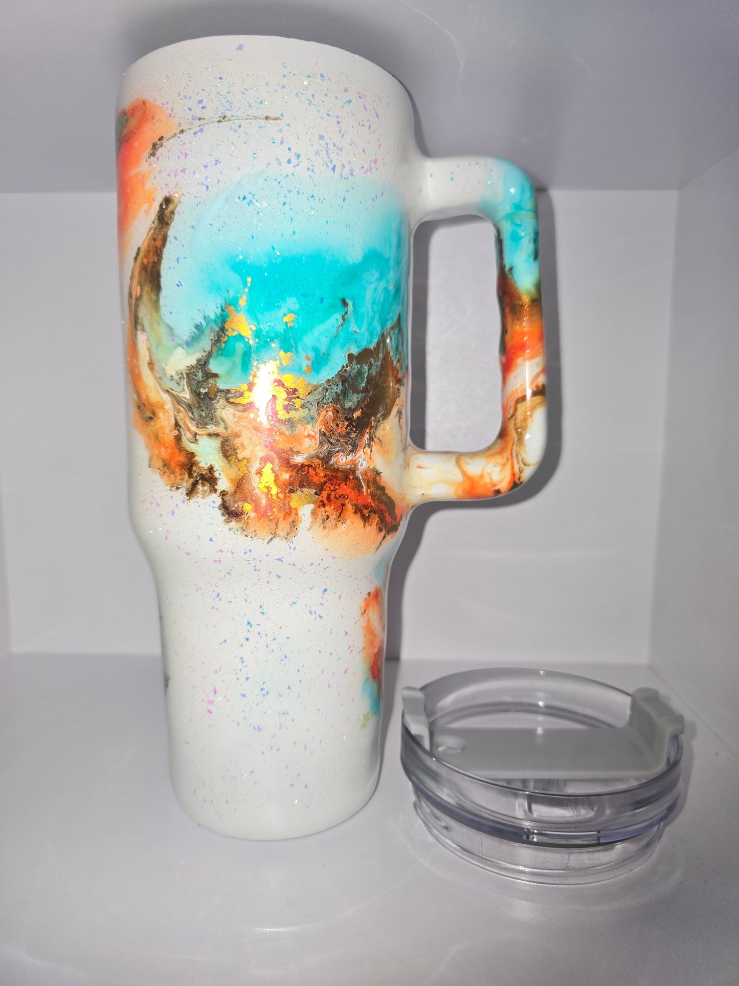 40oz teal, orange and gold