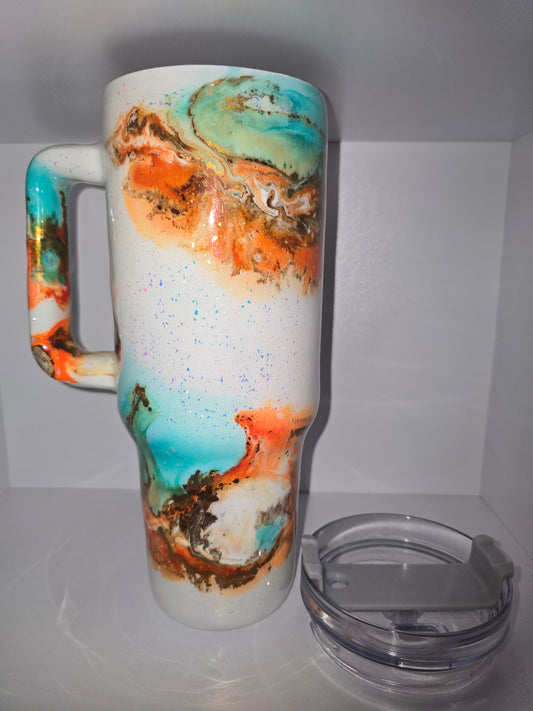 40oz teal, orange and gold