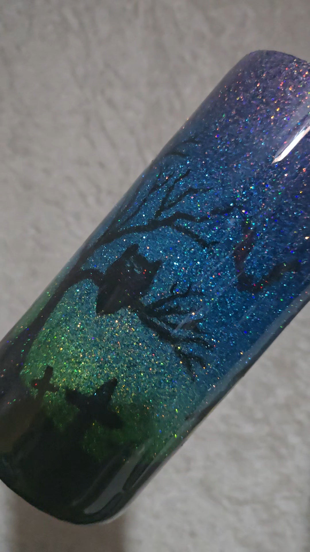22oz graveyard scene with glow in the dark moon