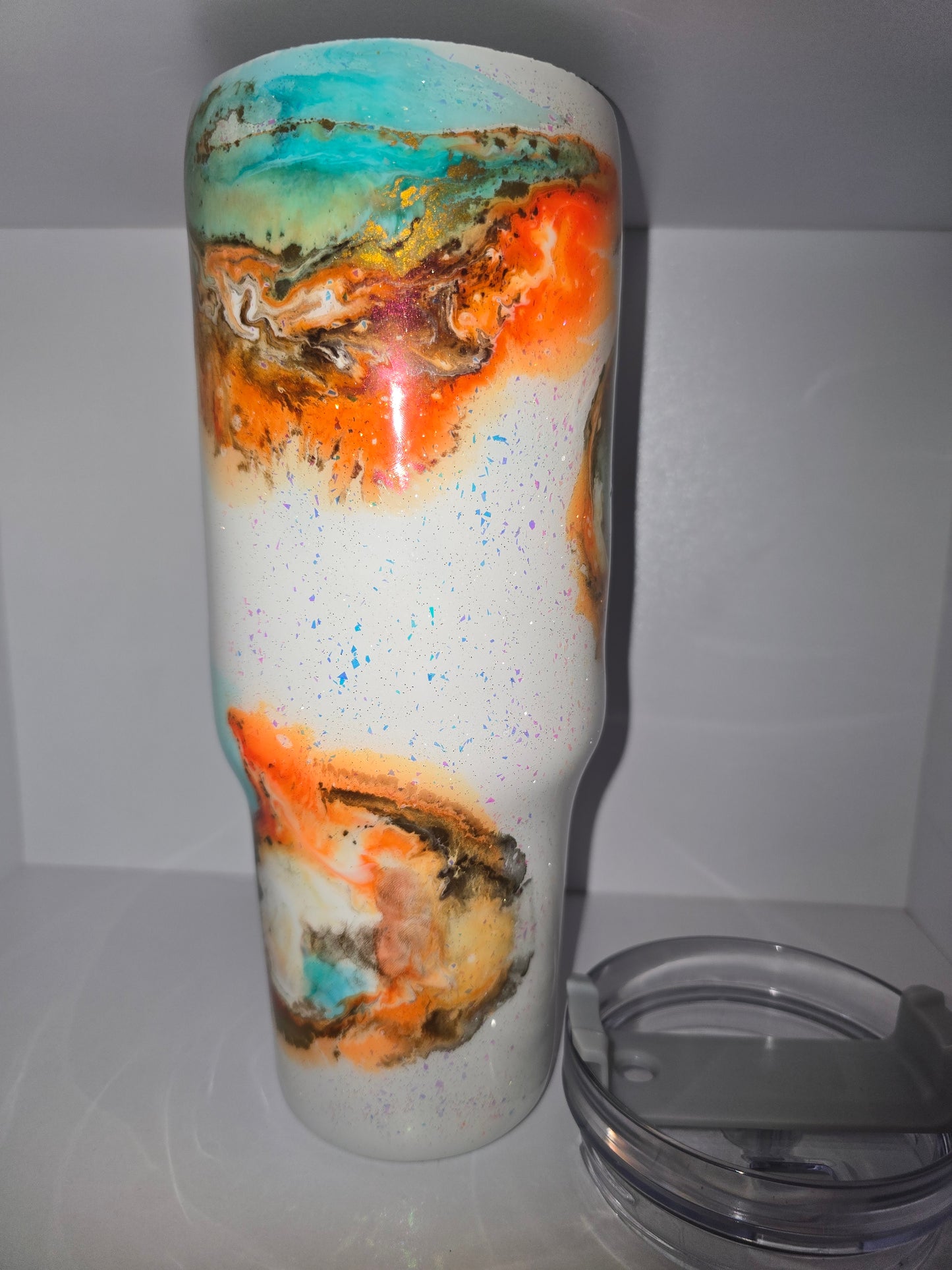 40oz teal, orange and gold